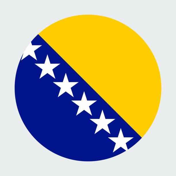 Vector round icon - flag of Bosnia and Herzegovina